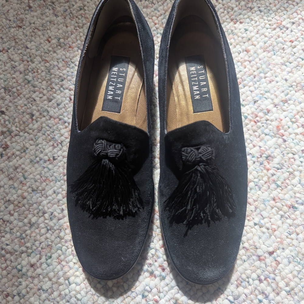 Stuart Weitzman Women's Black Tassel Loafers